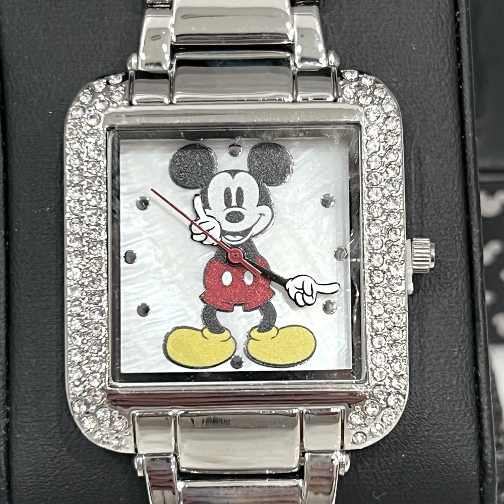 DISNEY Women’s Mickey Mouse Crystal Embellished Silvertone Watch - Picture 7 of 11